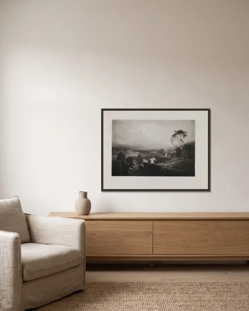 Heaven – the Rivers of Bliss, etc. (Book 11, Line 78) av John Martin inramad på en vägg