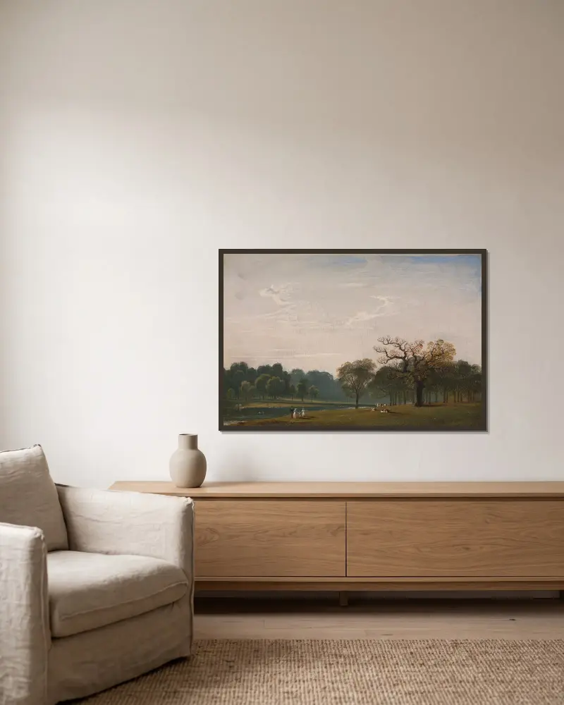 Kensington Gardens, 1815 – nr 3 av John Martin inramad på en vägg