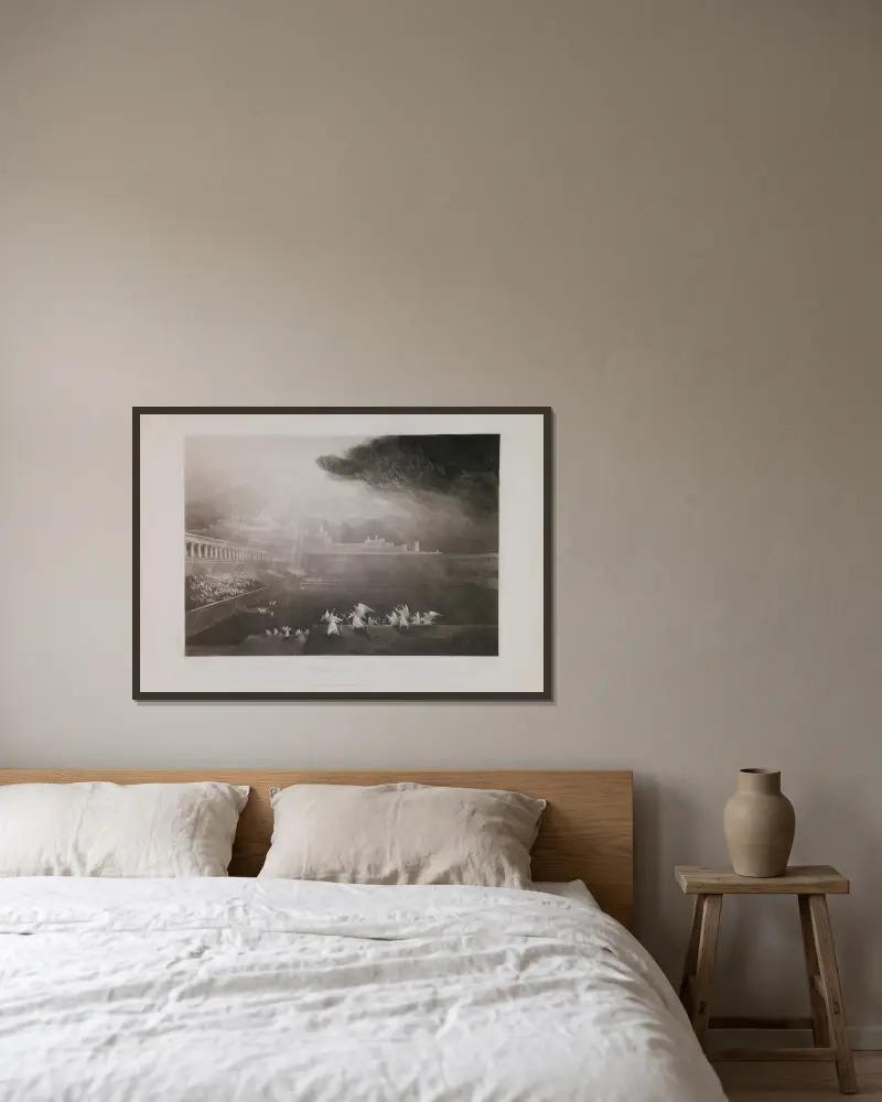 Die Höfe Gottes von John Martin gerahmt an einer Wand