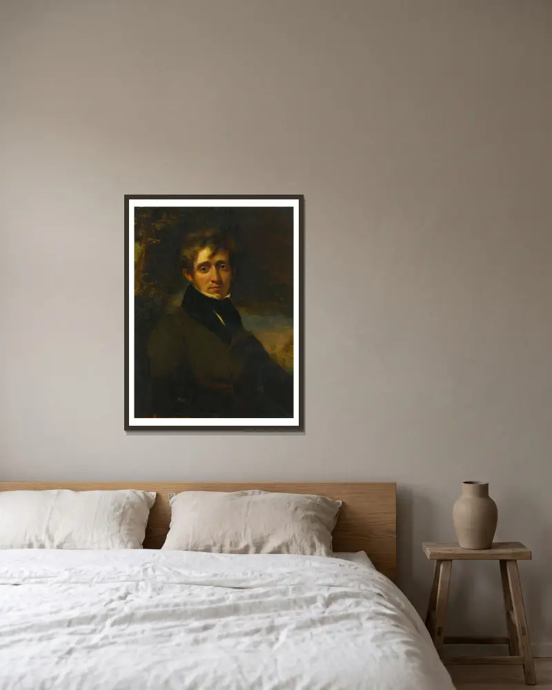 Porträtt av en man, sagd vara poeten Thomas Moore av John Opie inramad på en vägg