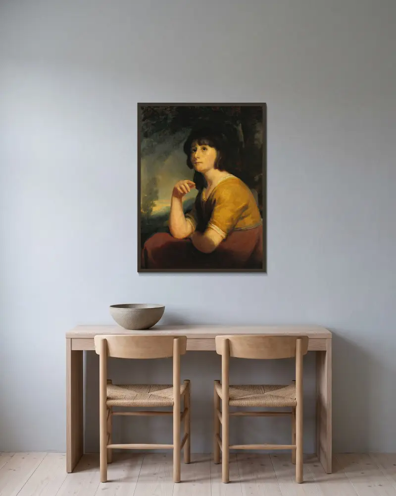 Porträtt av en ung flicka, sagd vara Lady Bathurst av John Opie inramad på en vägg