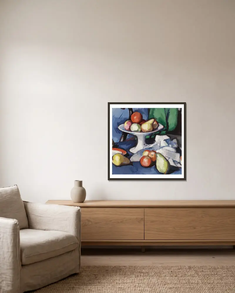Stilleben mit Früchten von Samuel John Peploe gerahmt an einer Wand
