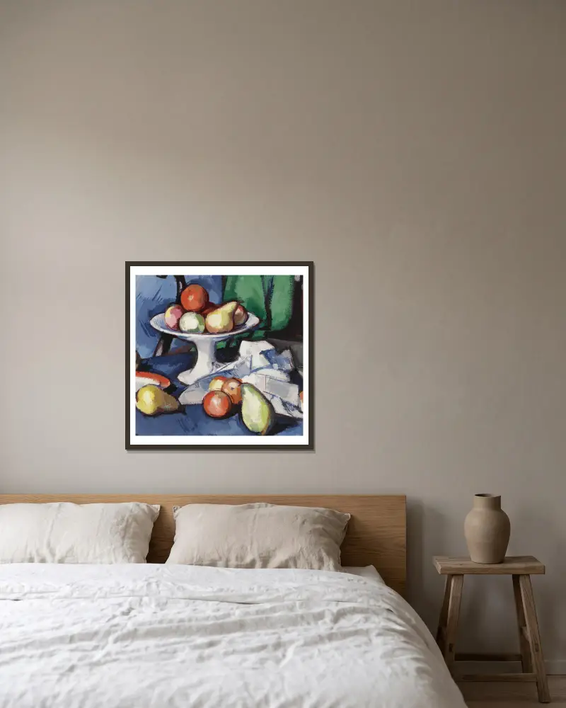 Stilleben mit Früchten von Samuel John Peploe gerahmt an einer Wand