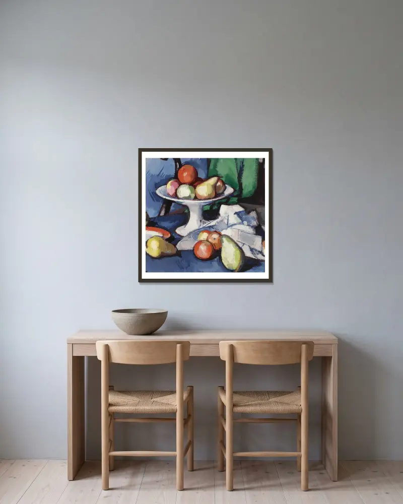 Stilleben mit Früchten von Samuel John Peploe gerahmt an einer Wand