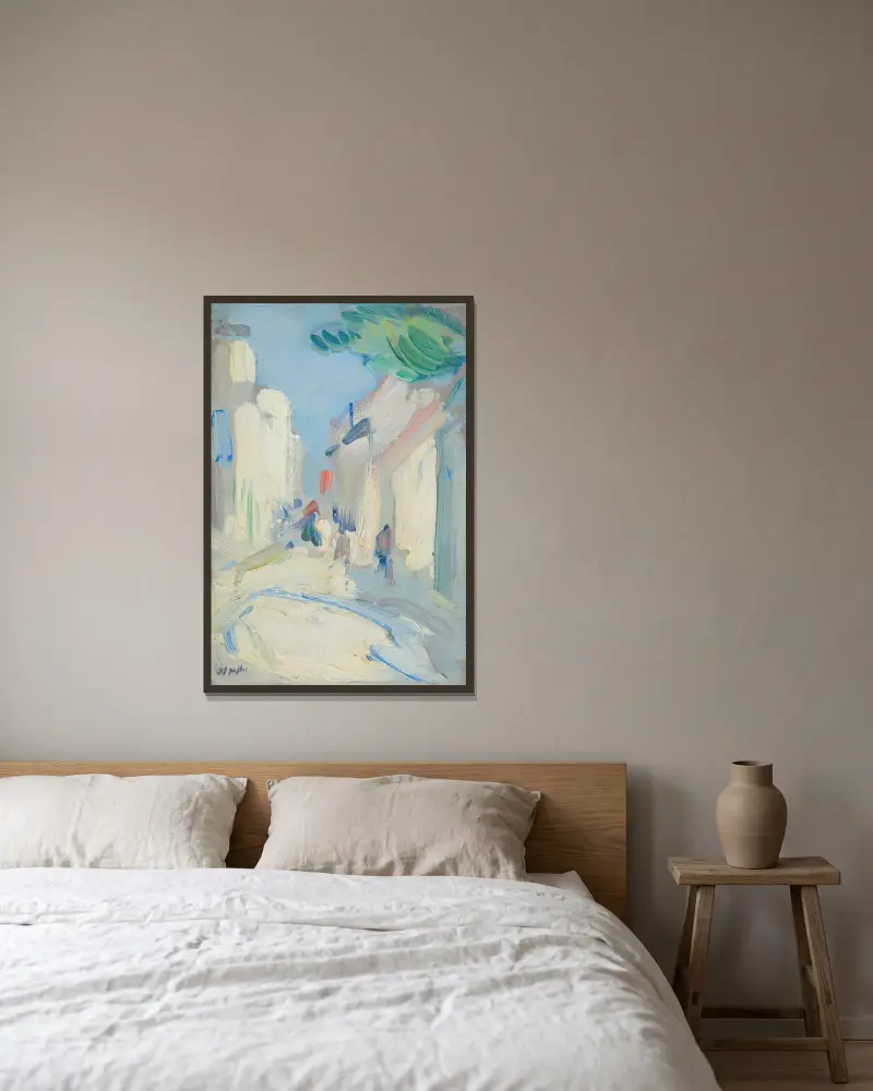 Straßenszene, Frankreich von Samuel John Peploe gerahmt an einer Wand