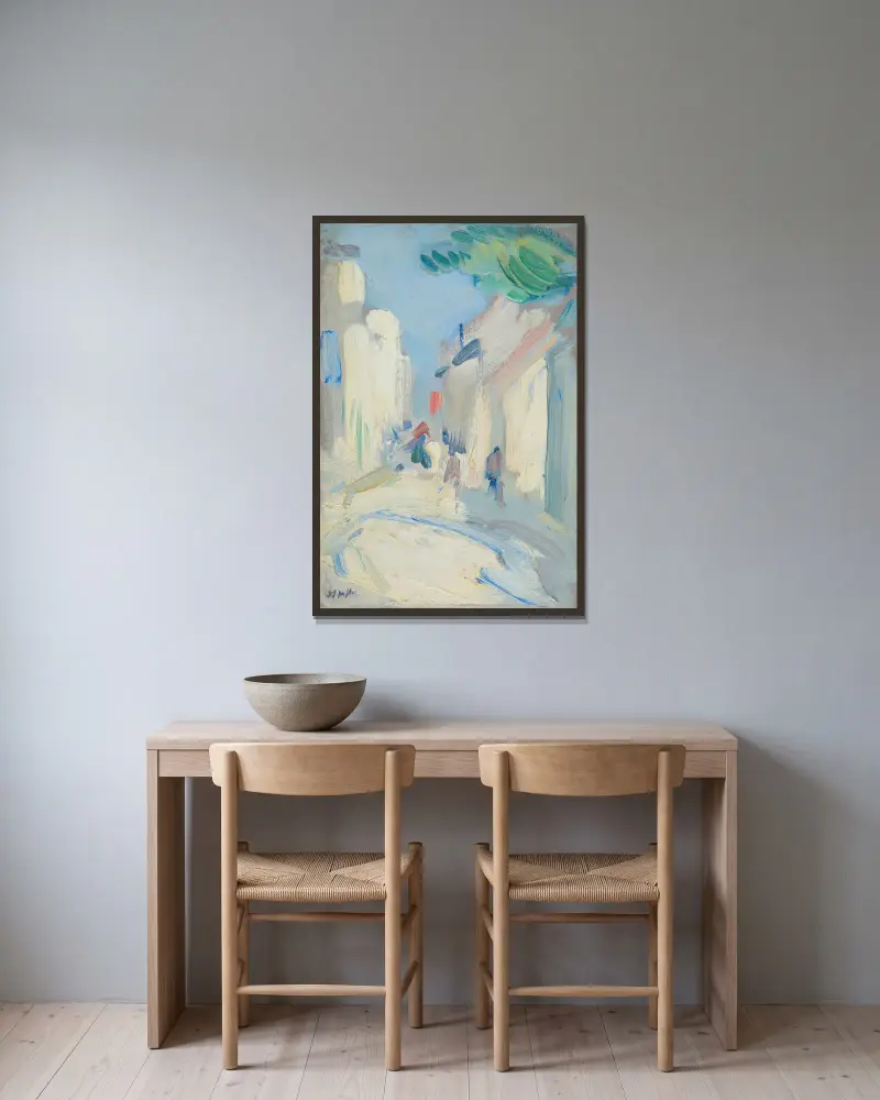 Straßenszene, Frankreich von Samuel John Peploe gerahmt an einer Wand