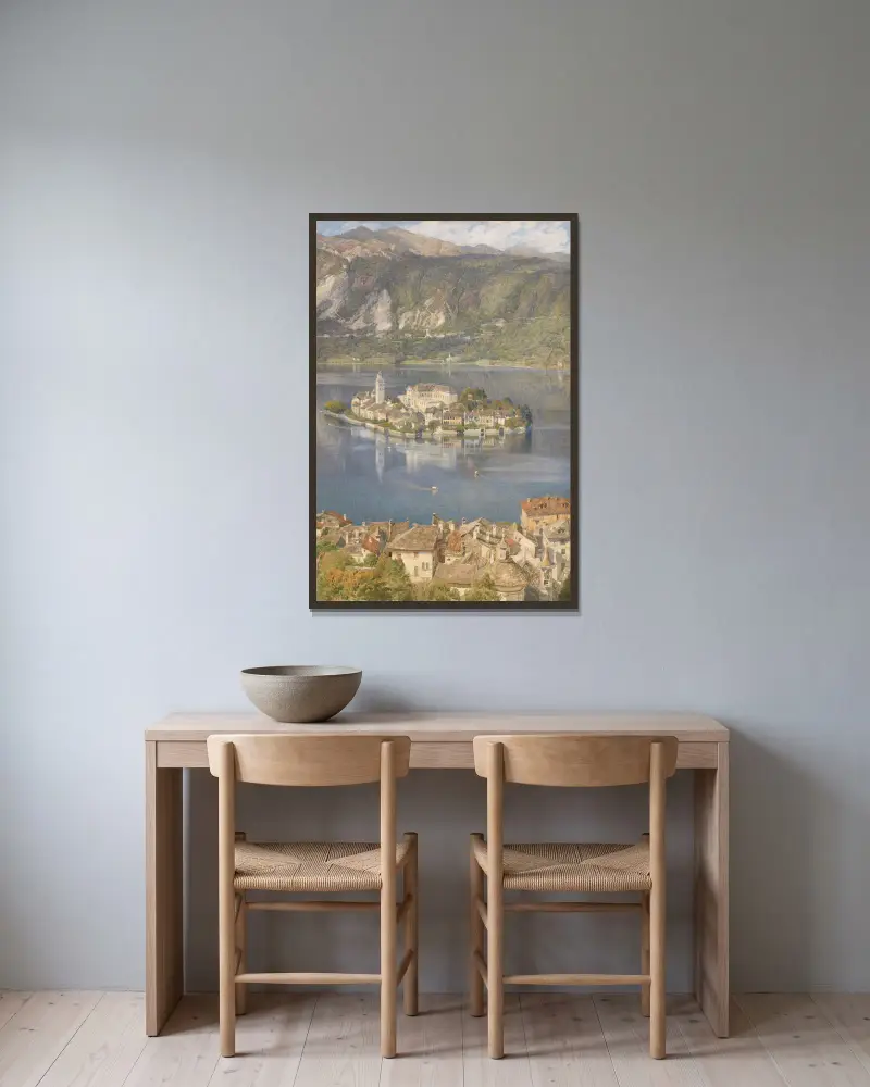 Isola San Giulio, Ortasjön av Edward John Poynter inramad på en vägg