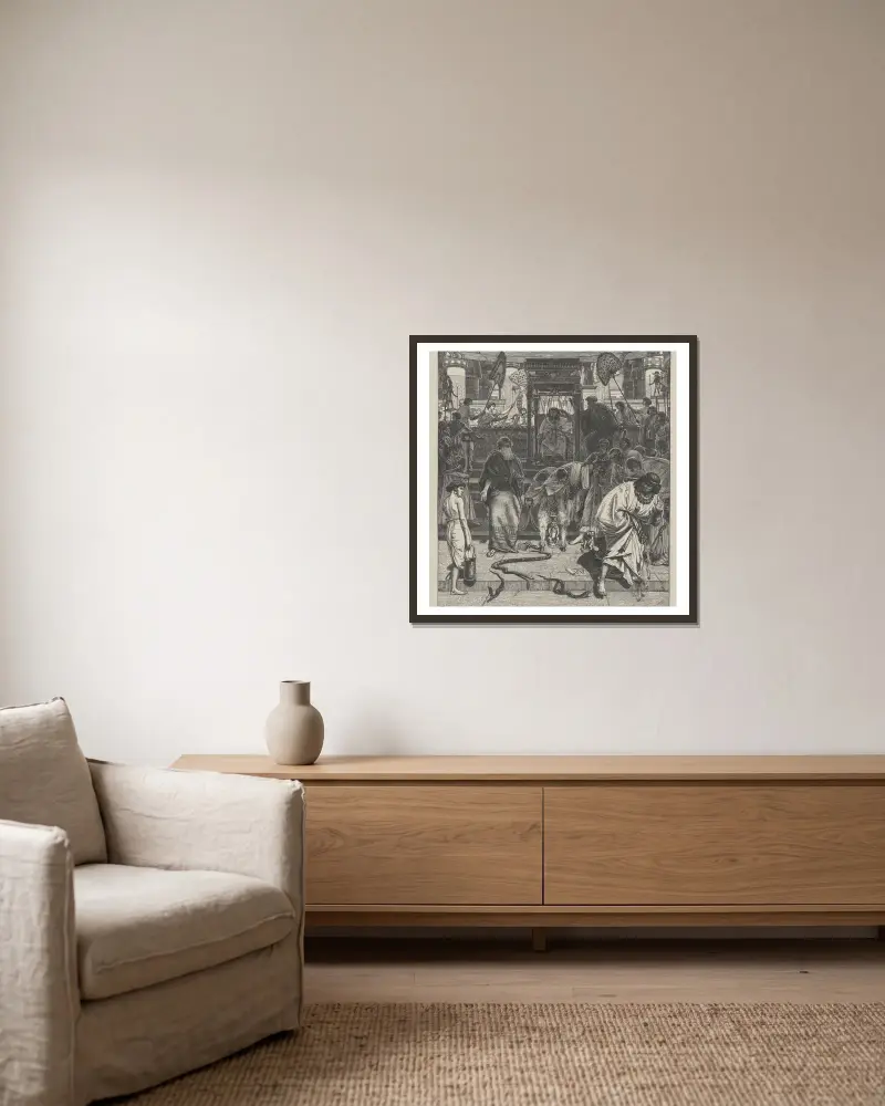 Moses und Aaron vor dem Pharao von Edward John Poynter gerahmt an einer Wand