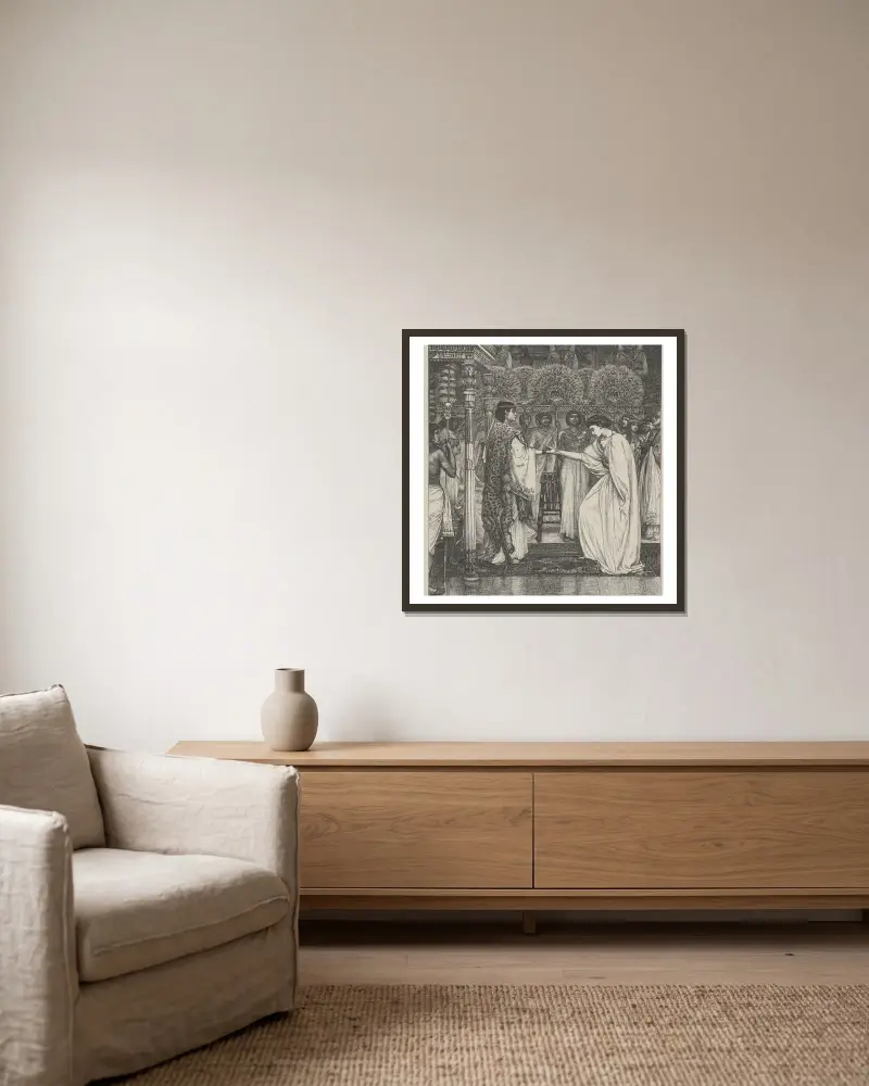 Pharao ehrt Josef von Edward John Poynter gerahmt an einer Wand