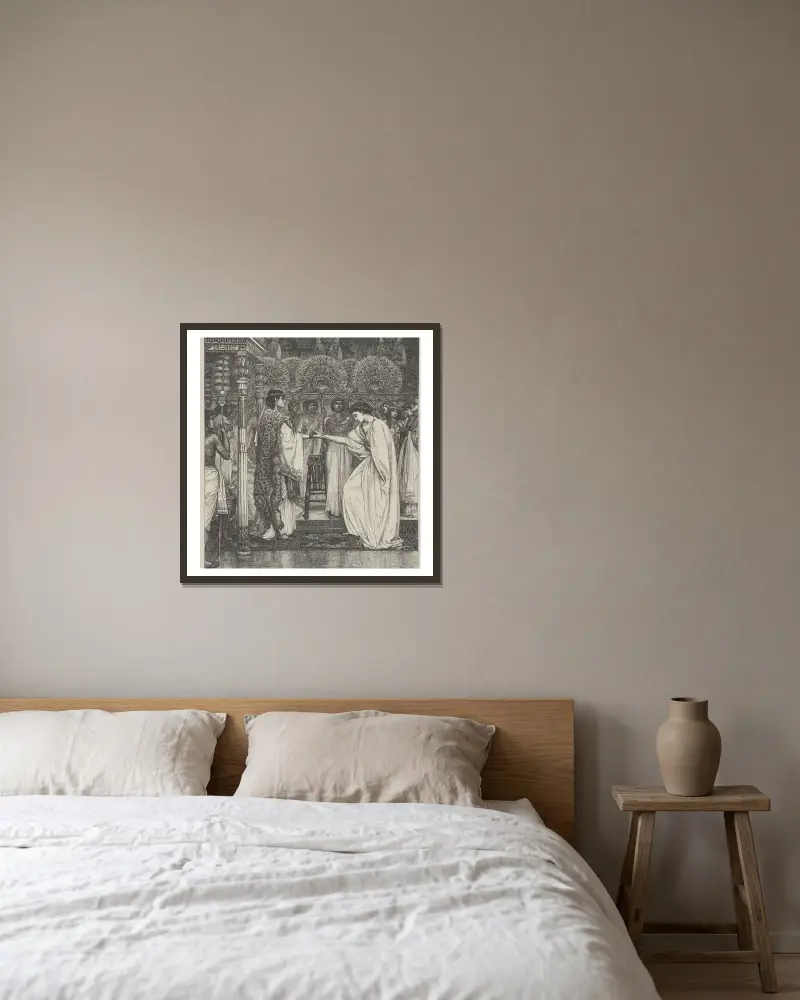 Pharao ehrt Josef von Edward John Poynter gerahmt an einer Wand