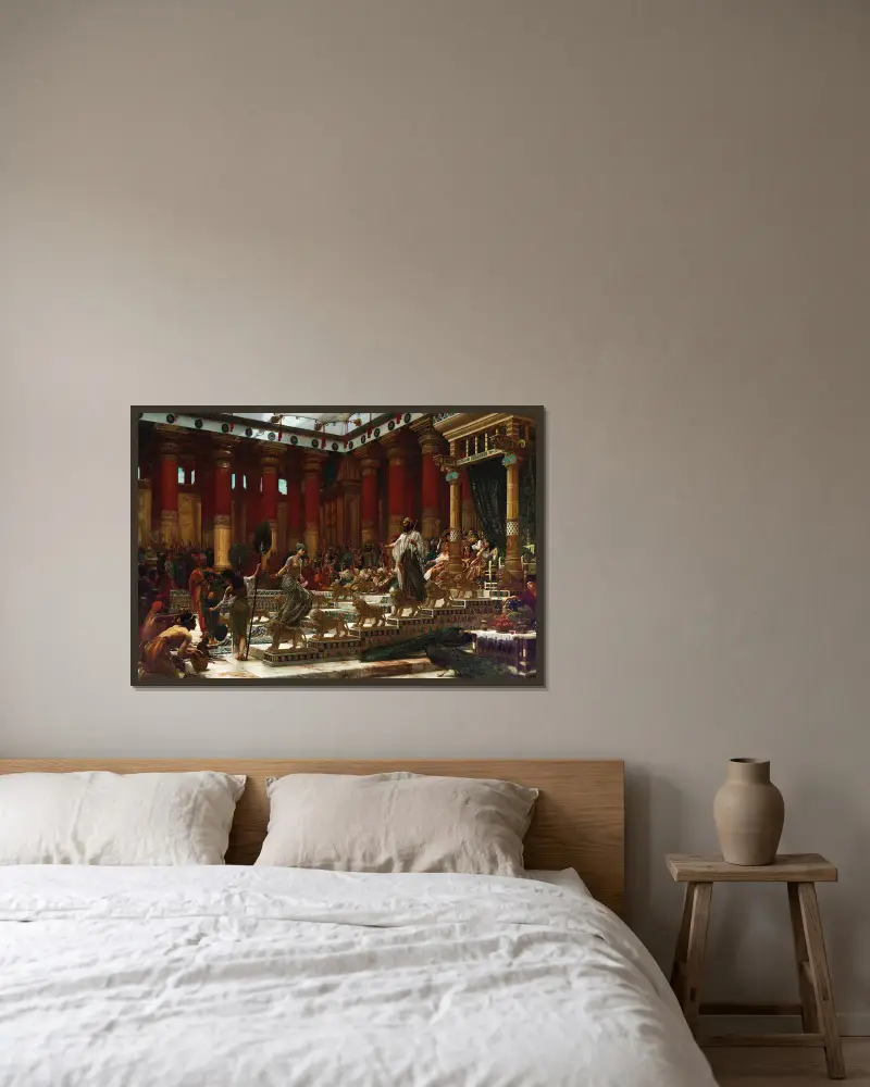 Drottningen av Sabas besök hos kung Salomo av Edward John Poynter inramad på en vägg