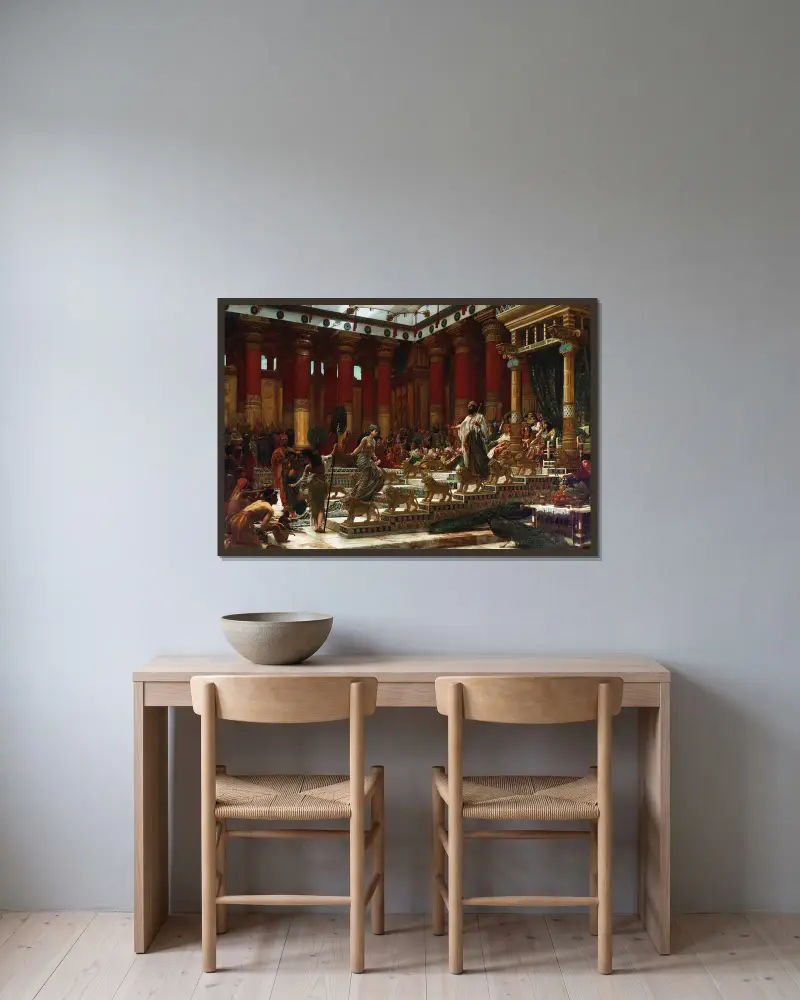 Drottningen av Sabas besök hos kung Salomo av Edward John Poynter inramad på en vägg