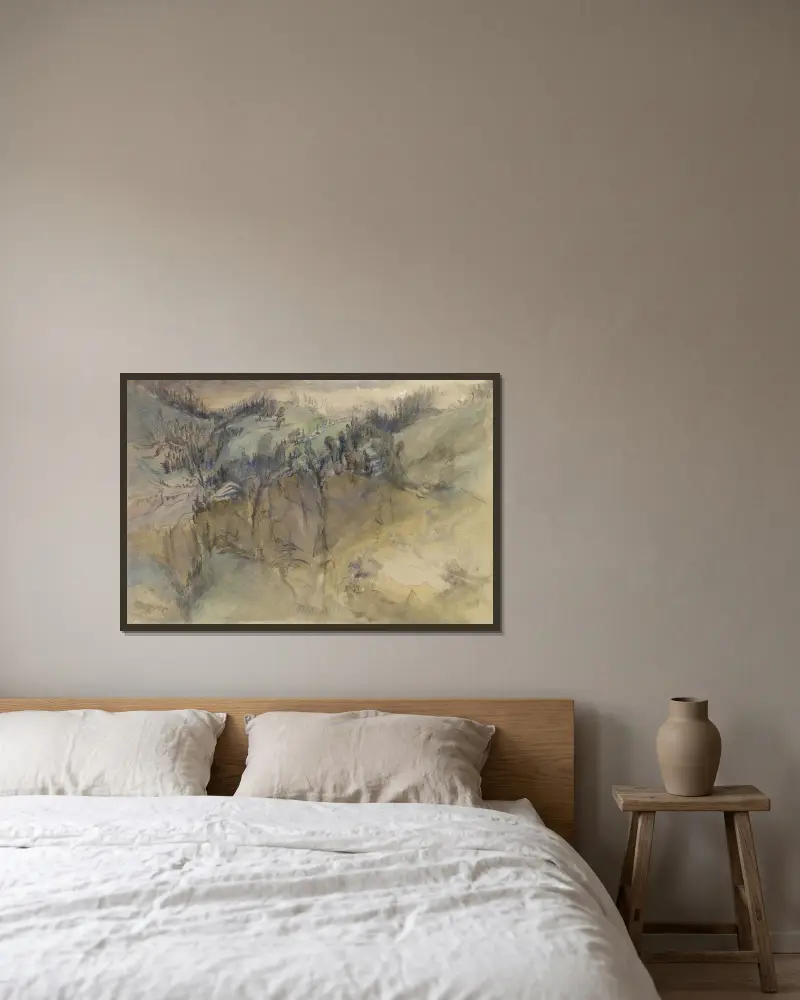 Alpenlandschaft von John Ruskin gerahmt an einer Wand