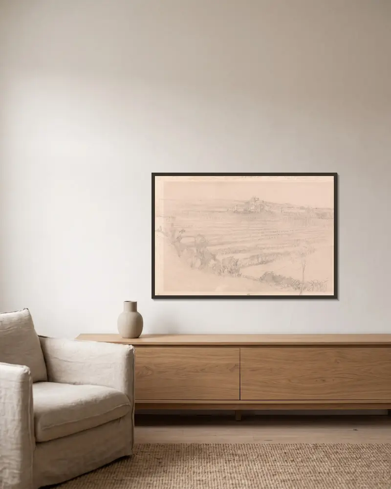 Fernblick auf Saint-Wulfran, Abbeville von John Ruskin gerahmt an einer Wand