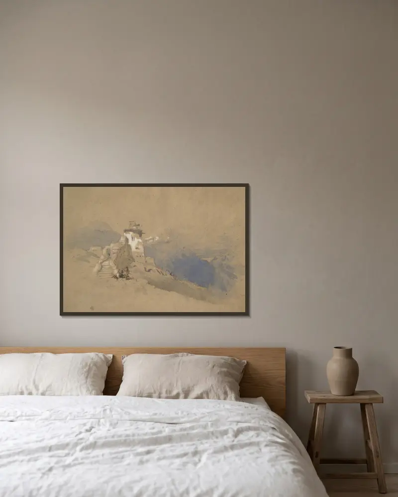 Italian mountain scene av John Ruskin inramad på en vägg