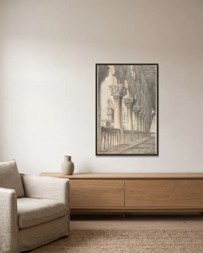 Loggian i Dogepalatset, Venedig av John Ruskin inramad på en vägg