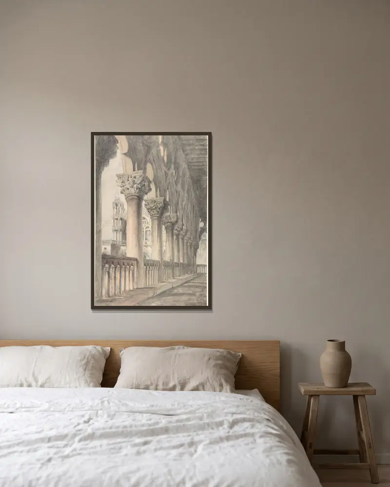 Loggian i Dogepalatset, Venedig av John Ruskin inramad på en vägg