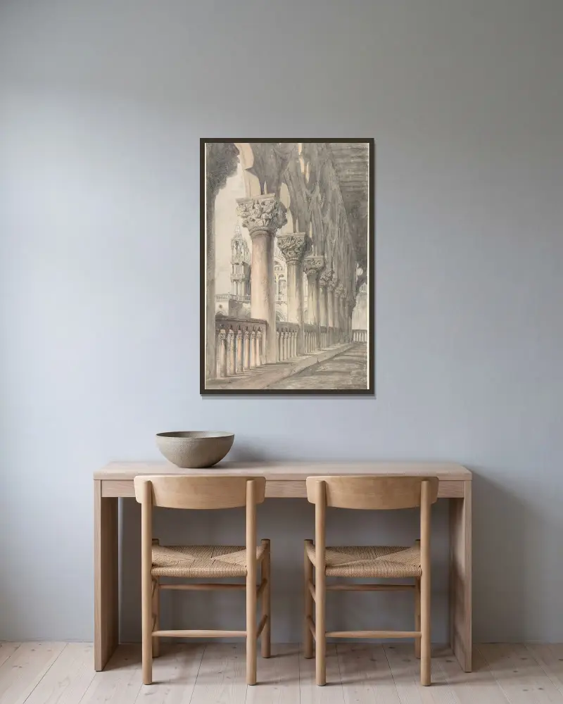 Loggian i Dogepalatset, Venedig av John Ruskin inramad på en vägg