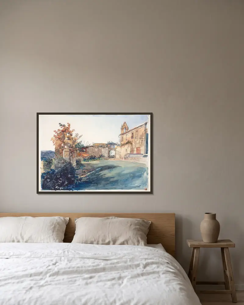 San Miniatos trädgård nära Florens av John Ruskin inramad på en vägg