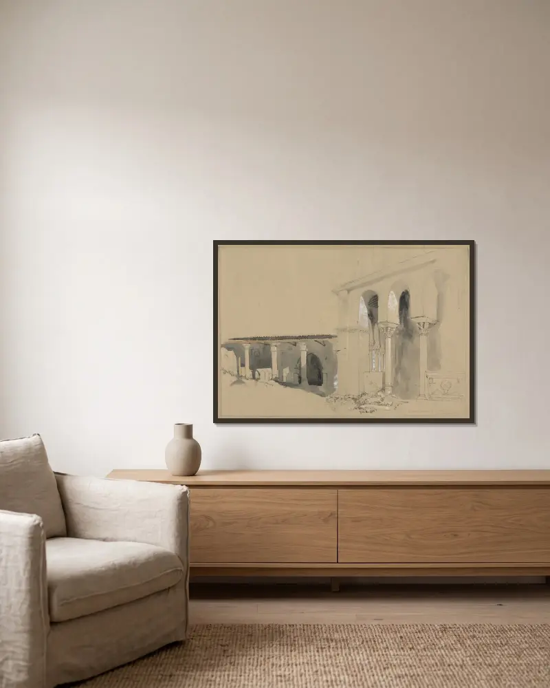 Der große Platz von Torcello von John Ruskin gerahmt an einer Wand