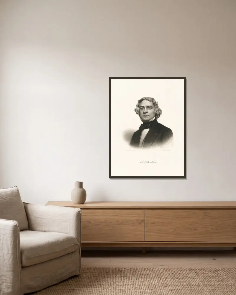 Charles Dexter Cleveland av John Sartain inramad på en vägg