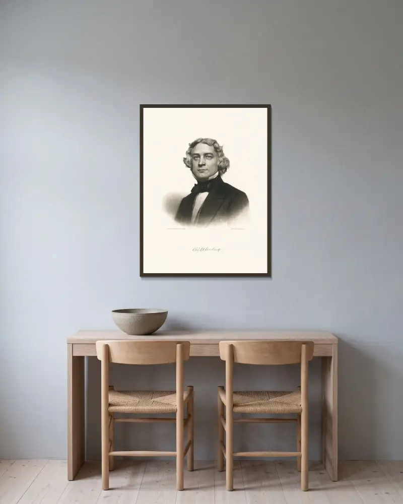 Charles Dexter Cleveland av John Sartain inramad på en vägg