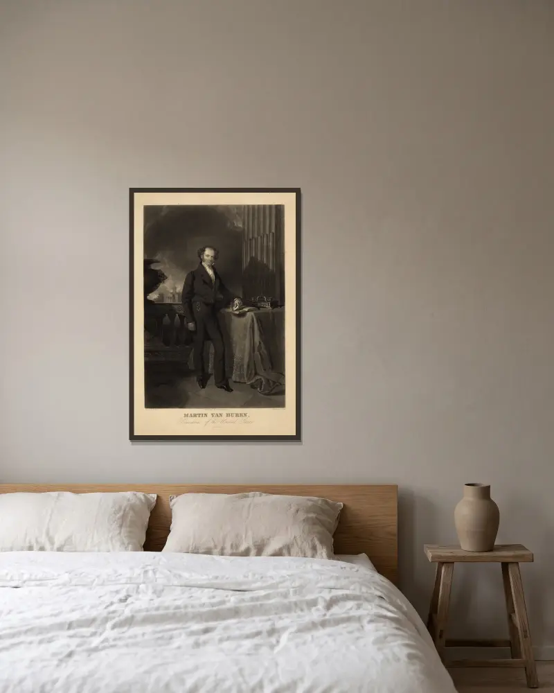 Martin Van Buren, USA:s president av John Sartain inramad på en vägg