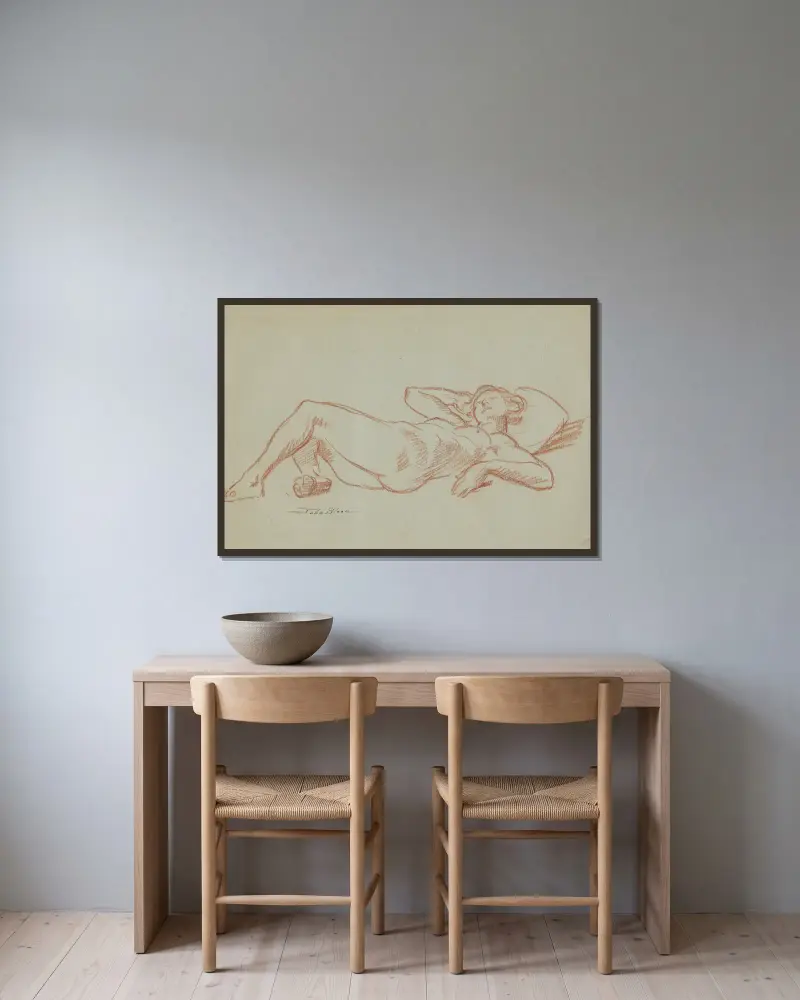 Ruhendes Modell von John Sloan gerahmt an einer Wand