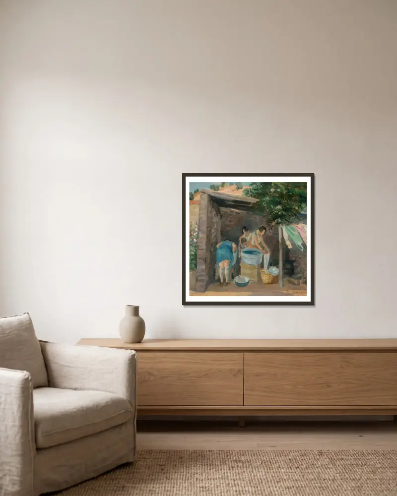 Den svarta duken, John Sloan v rámu na stěně