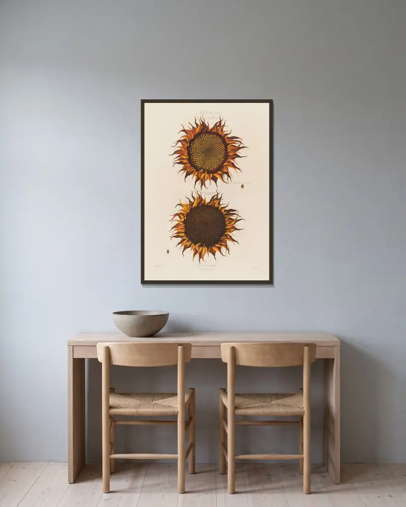 Reife Sonnenblume von Robert John Thornton gerahmt an einer Wand
