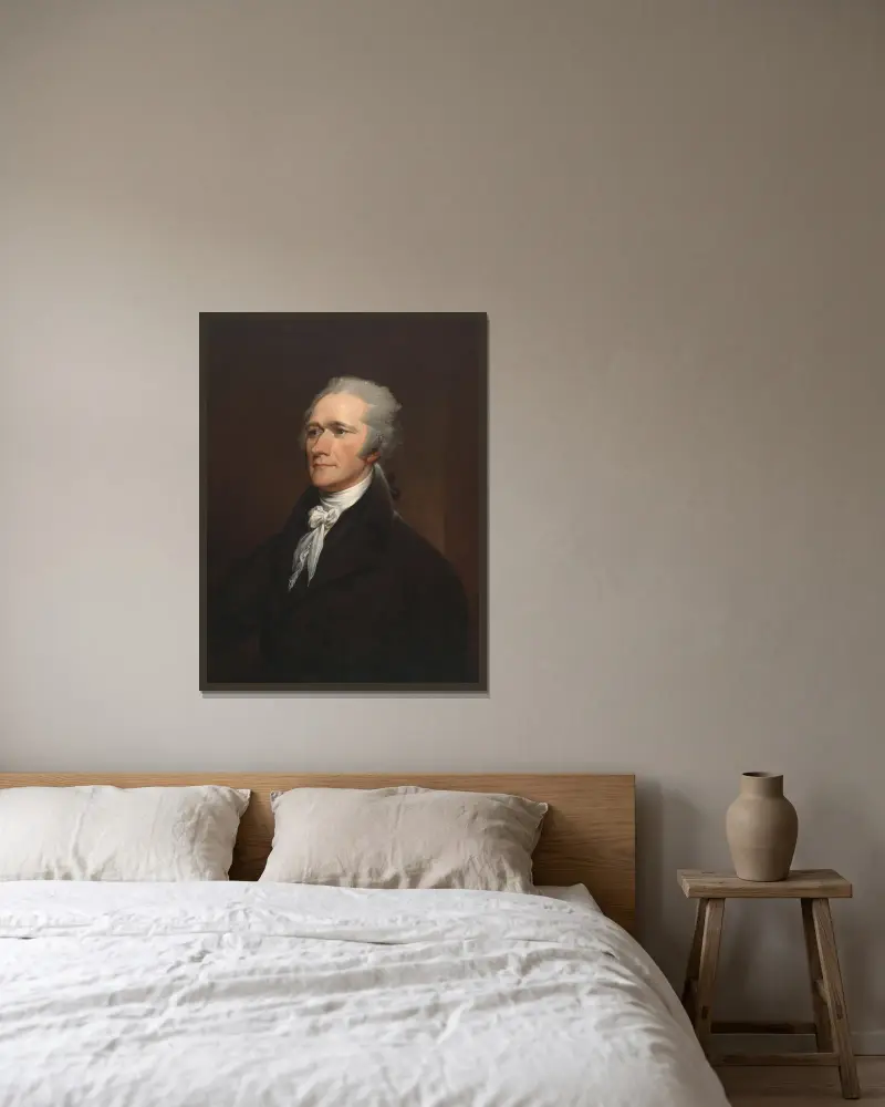 Alexander Hamilton, 1806 av John Trumbull inramad på en vägg