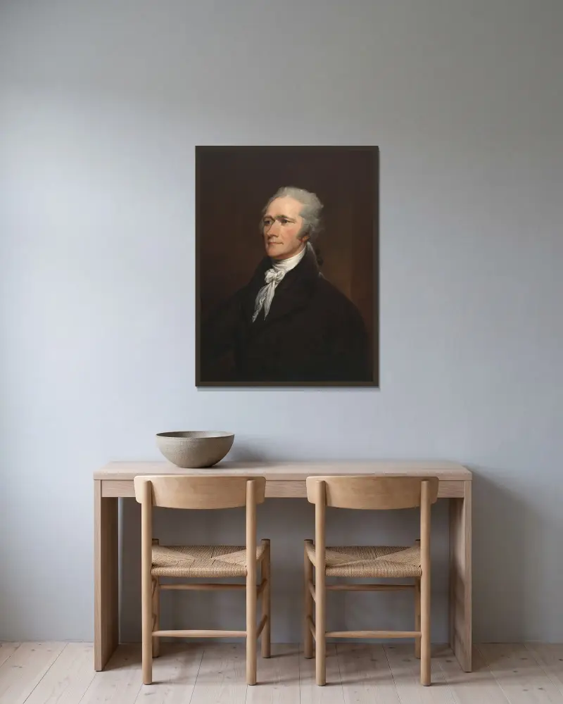 Alexander Hamilton, 1806 av John Trumbull inramad på en vägg