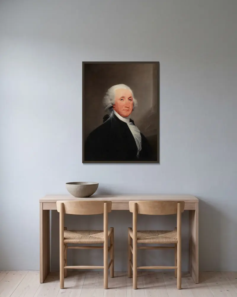 George Washington av John Trumbull inramad på en vägg
