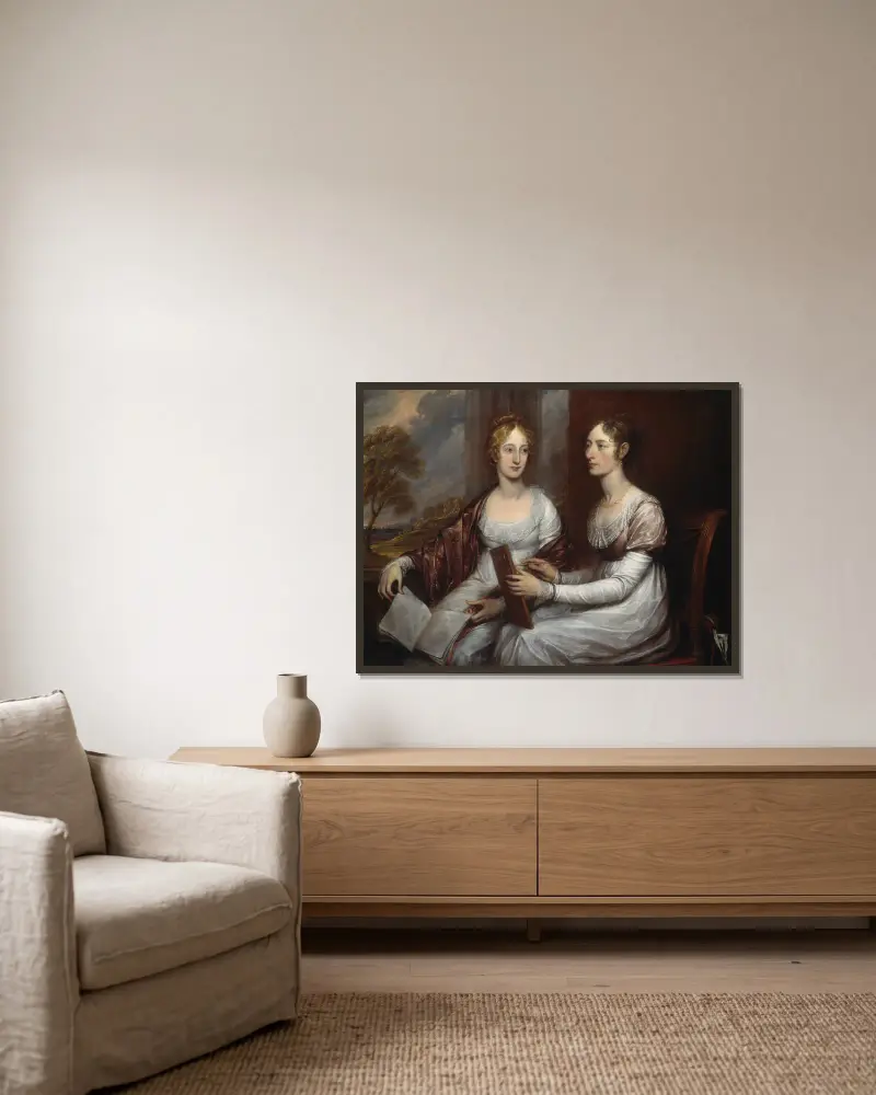 Fröknarna Mary och Hannah Murray av John Trumbull inramad på en vägg