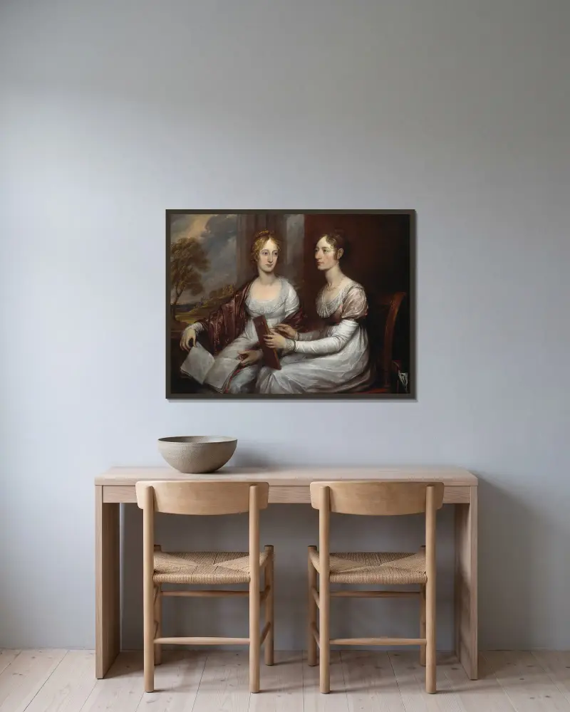 Fröknarna Mary och Hannah Murray av John Trumbull inramad på en vägg
