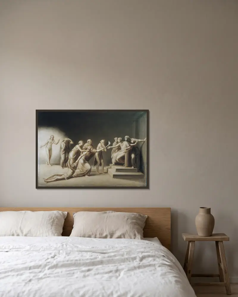 Förtalet av Apelles av John Vanderlyn inramad på en vägg
