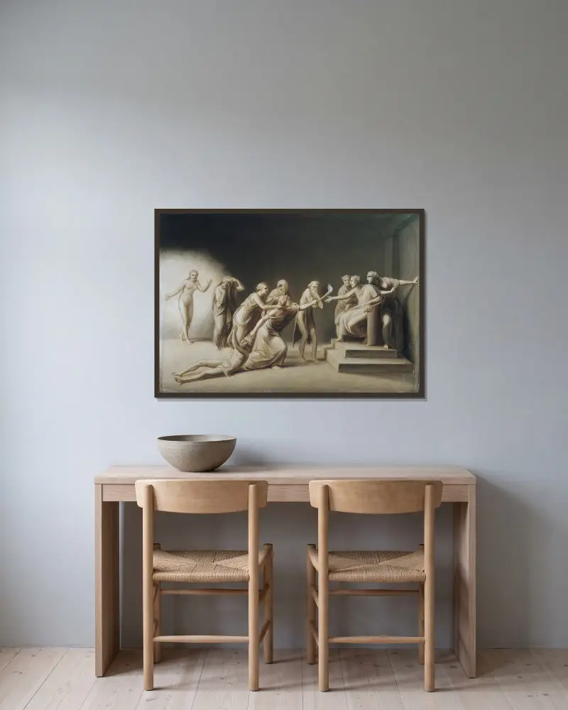Förtalet av Apelles av John Vanderlyn inramad på en vägg