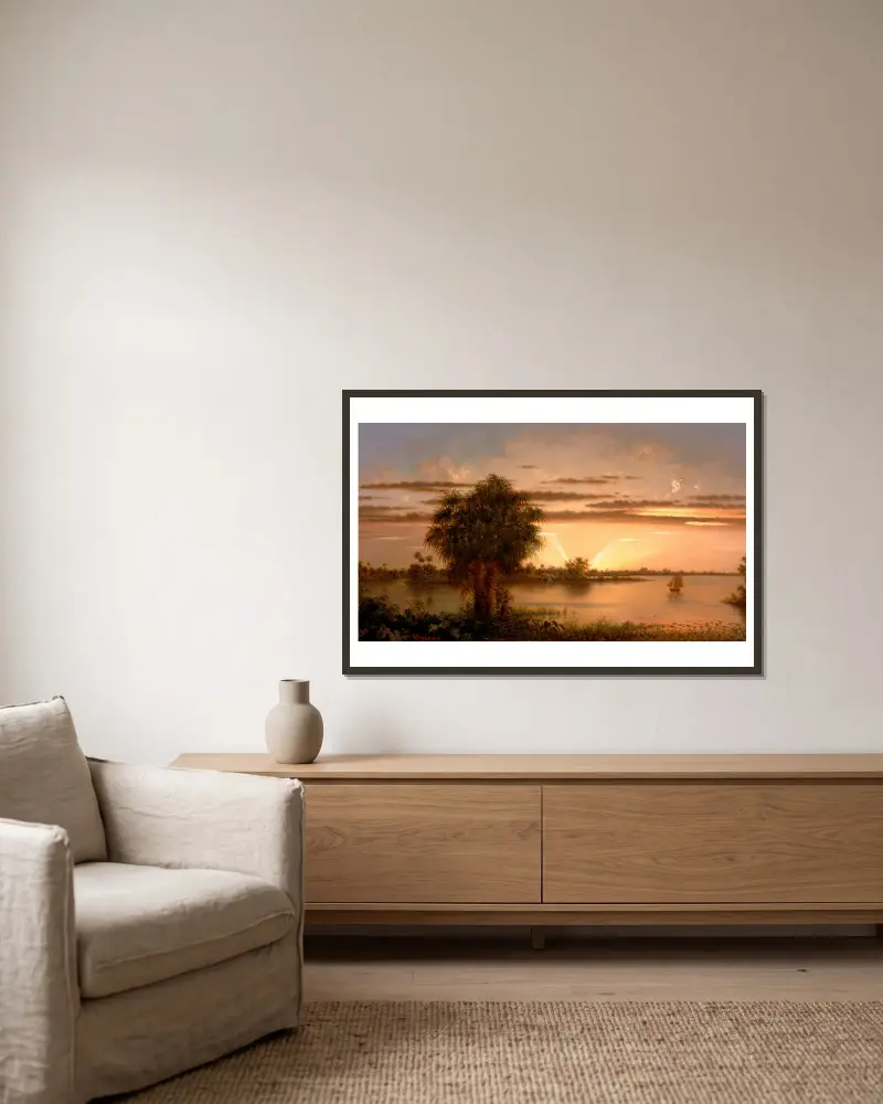 Sonnenaufgang in Florida von Martin Johnson Heade gerahmt an einer Wand