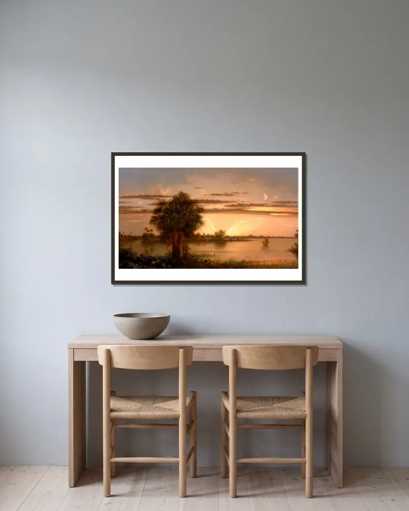 Sonnenaufgang in Florida von Martin Johnson Heade gerahmt an einer Wand
