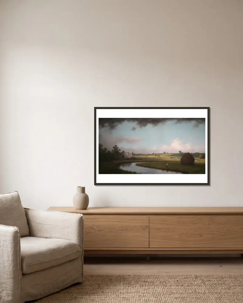 Newburryport Marshes, aufziehendes Gewitter von Martin Johnson Heade gerahmt an einer Wand