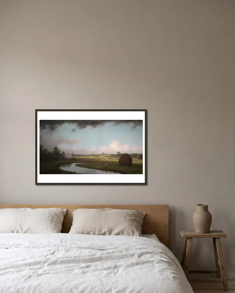 Newburryport Marshes, aufziehendes Gewitter von Martin Johnson Heade gerahmt an einer Wand