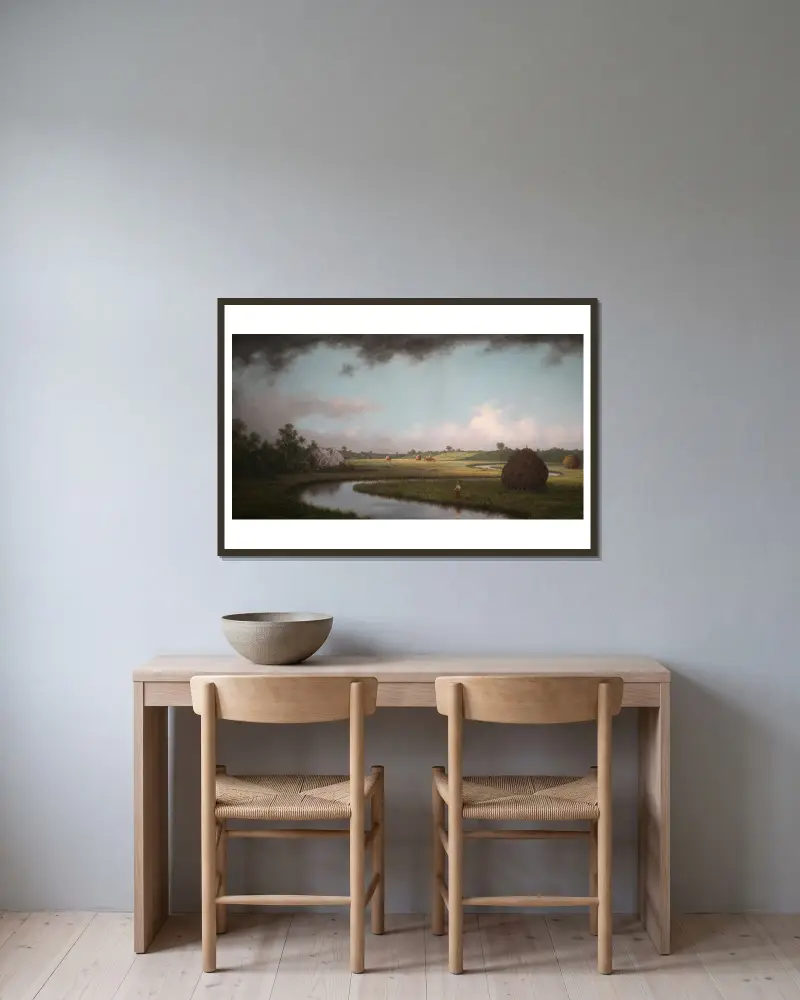Newburryport Marshes, aufziehendes Gewitter von Martin Johnson Heade gerahmt an einer Wand