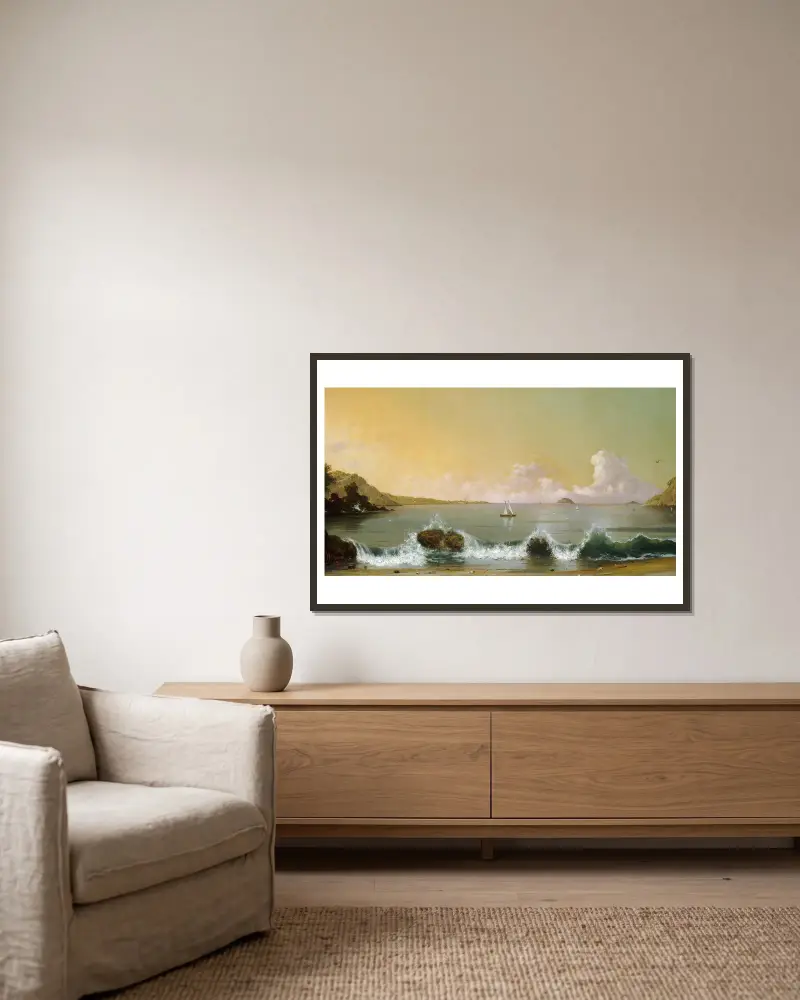 Bucht von Rio de Janeiro von Martin Johnson Heade gerahmt an einer Wand