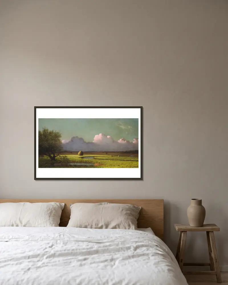 Solljus och skugga – Newburymarskerna av Martin Johnson Heade inramad på en vägg
