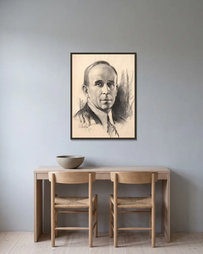John Raskob, 1930 von Samuel Johnson Woolf gerahmt an einer Wand