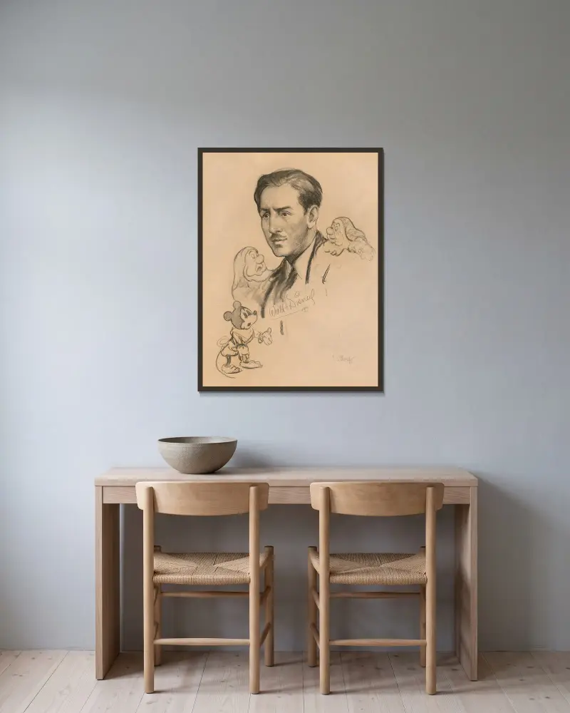 Walt Disney von Samuel Johnson Woolf gerahmt an einer Wand