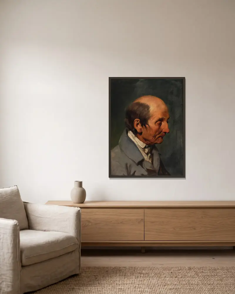Bildnis eines älteren Herren von Josef Danhauser gerahmt an einer Wand