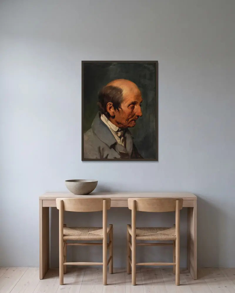 Bildnis eines älteren Herren von Josef Danhauser gerahmt an einer Wand