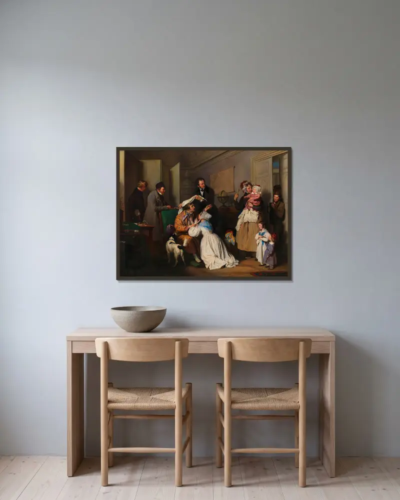 Der Augenarzt av Josef Danhauser inramad på en vägg