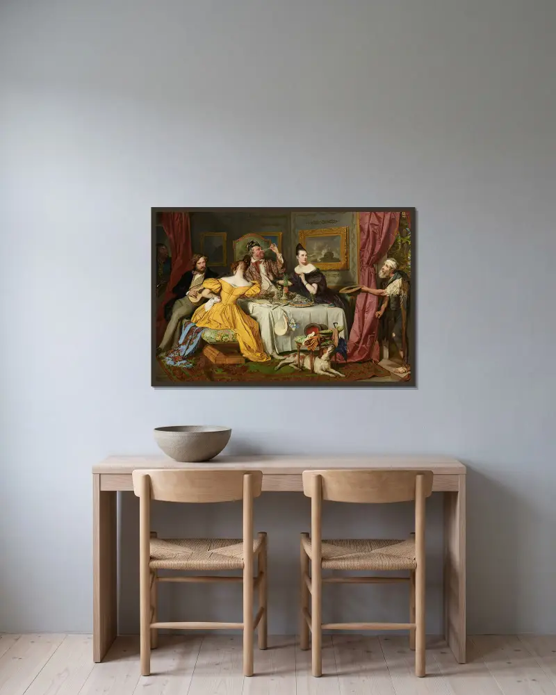 Der reiche Prasser von Josef Danhauser gerahmt an einer Wand